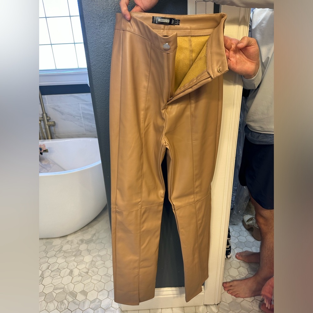 Camel leather pants